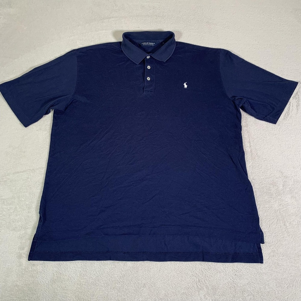 Polo Golf Ralph Lauren Polo Shirt Mens Large Blue Solid Pima Cotton Knit Golf